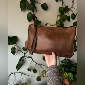 Vintage Coach made in New York City leather zippered clutch bag